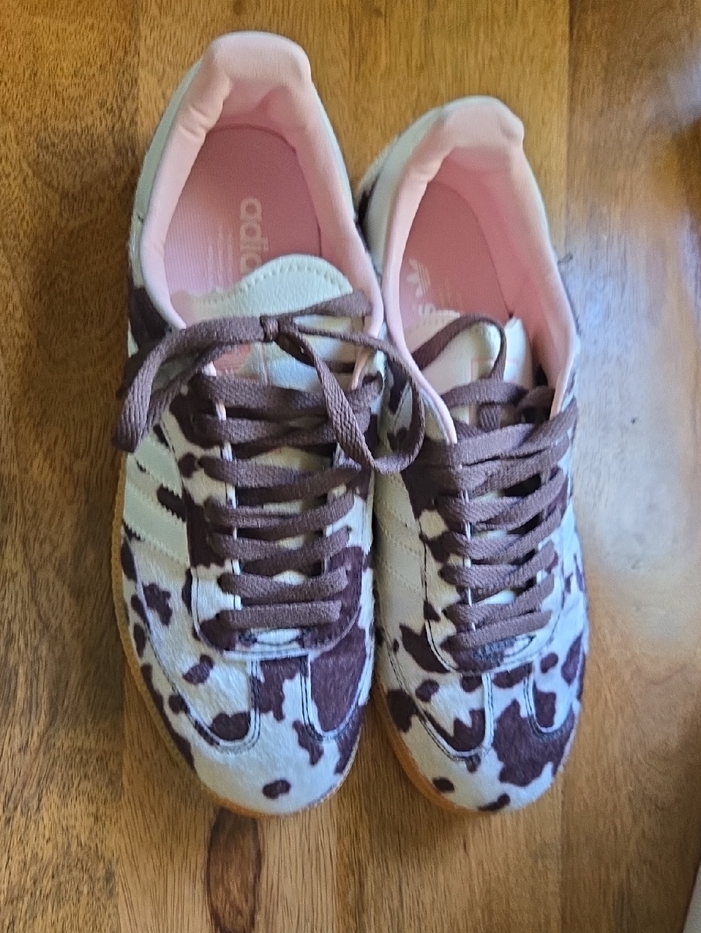 adidas Leopard-Print Low-Top Sneakers in Brown & Pink